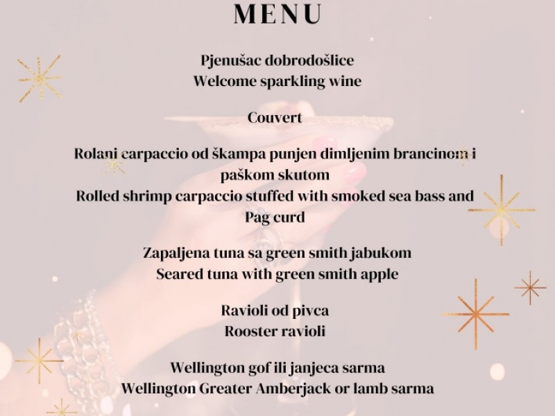 Svečana večera za Staru godinu u restoranu Kaštel